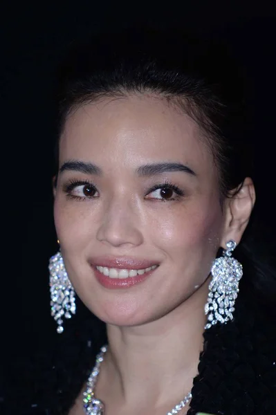 Taiwanese Actress Shu Smiles Chanel Fine Jewelry Exhibition Beijing China — Stock Photo, Image