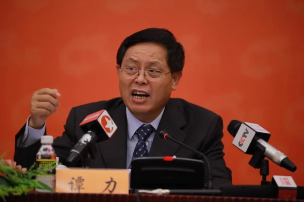 Fil Tan Vice Guvernör Hainan Provinsen Talar Vid Presskonferens Haikou — Stockfoto