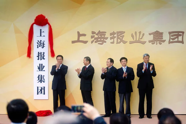 2013年10月28日 上海联合传媒集团在上海举行启动仪式 中共上海市委书记韩正 — 图库照片