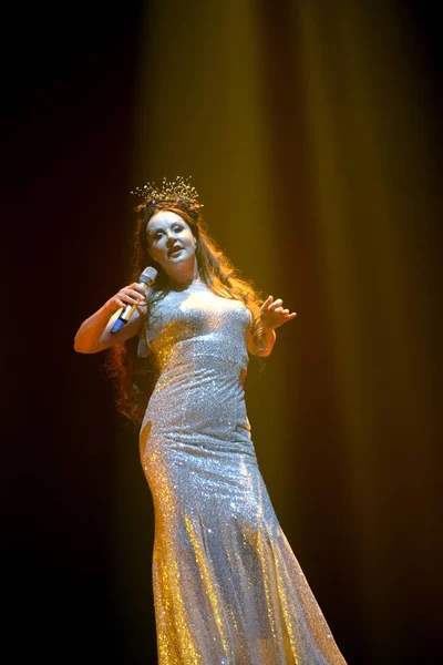 Soprano Clássica Inglesa Sarah Brightman Apresenta Durante Concerto Estádio Centro — Fotografia de Stock