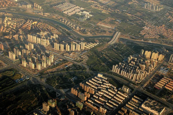 Vue Aérienne Maisons Résidentielles Immeubles Appartements Dans Ville Hohhot Dans — Photo