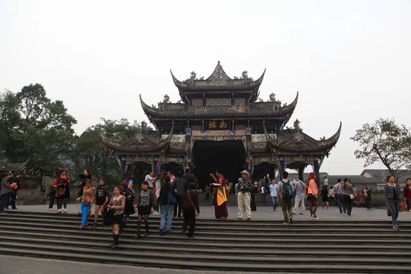 Turistas Caminham Ponto Panorâmico Ponte Sul Cidade Chengdu Sudoeste Província — Fotografia de Stock