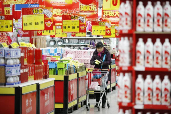 Kinesisk Kund Butiker Stormarknad Huaibei Stad Östra Chinas Anhui Provinsen — Stockfoto