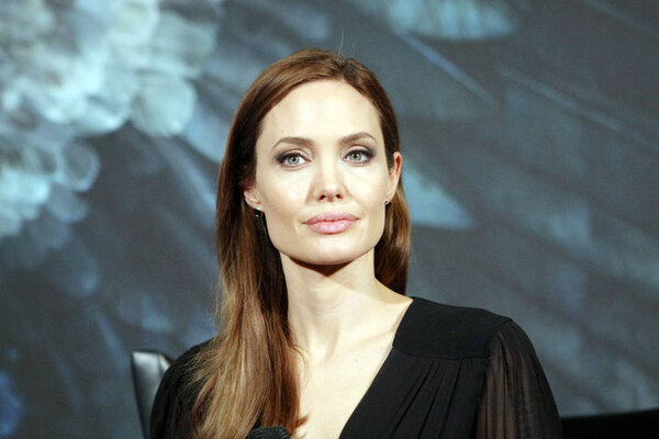American Actress Angelina Jolie Listens Question Press Conference Her New Royalty Free Stock Photos