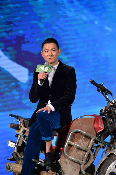 Actor Cantante Hong Kong Andy Lau Posa Durante Una Conferencia — Foto de Stock