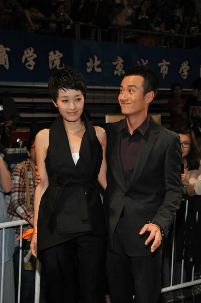 Chinese Actor Wen Zhang Right His Actress Wife Yili Attend — Stock Photo, Image