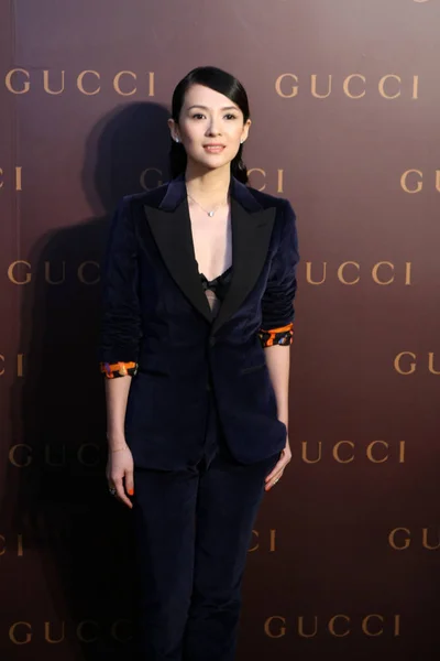 Actrice Chinoise Zhang Ziyi Pose Lors Cérémonie Ouverture Magasin Mode — Photo