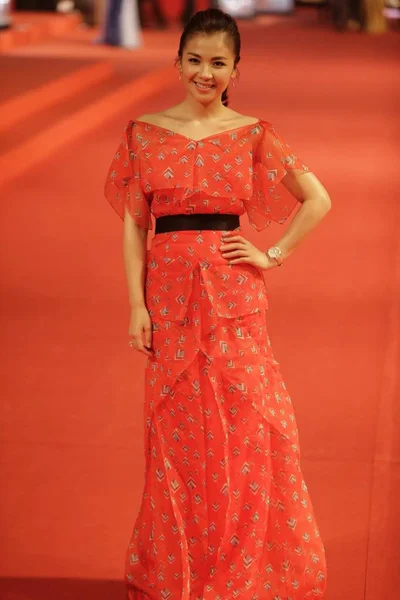 Китайская Актриса Тао Позирует Красной Дорожке Церемонии Открытия Шанхайского Международного — стоковое фото
