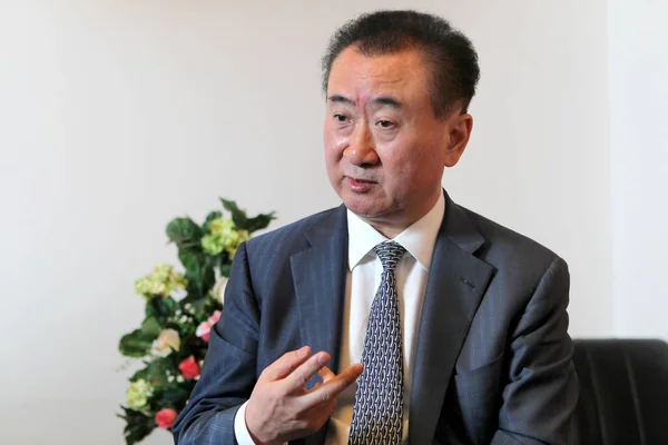 Wang Jianlin Przewodniczący Wanda Grupa Mówi Wywiadzie Szanghaju Chiny Marca — Zdjęcie stockowe