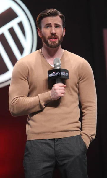 American Actor Chris Evans Speaks Premiere His Movie Captain America — Stock Photo, Image
