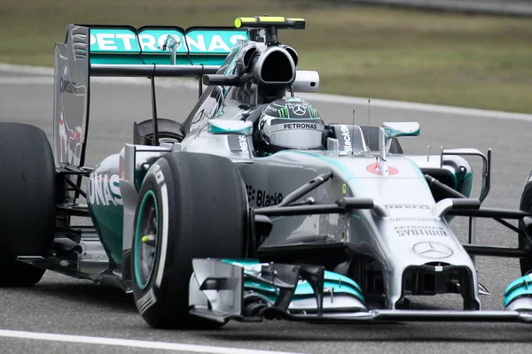 Piloto Alemão Nico Rosberg Mercedes Dirige Seu Carro Durante Uma — Fotografia de Stock