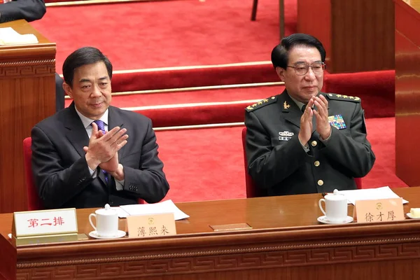 Xilai Links Vervolgens Secretaris Van Het Chongqing Gemeentelijk Comité Van — Stockfoto