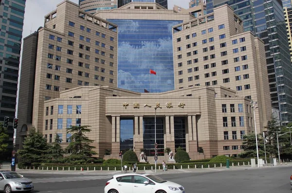 Fahrzeuge Fahren Einer Filiale Der Peoples Bank China Pboc Der — Stockfoto