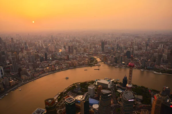 Ten Obraz Podjęte Miejscu Około 580 Metrów Nad Ziemią Shanghai — Zdjęcie stockowe