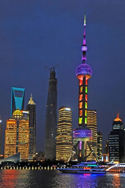 Skyline Huangpu River Lujiazui Financial District Oriental Pearl Tower Tallest — Stock Photo, Image