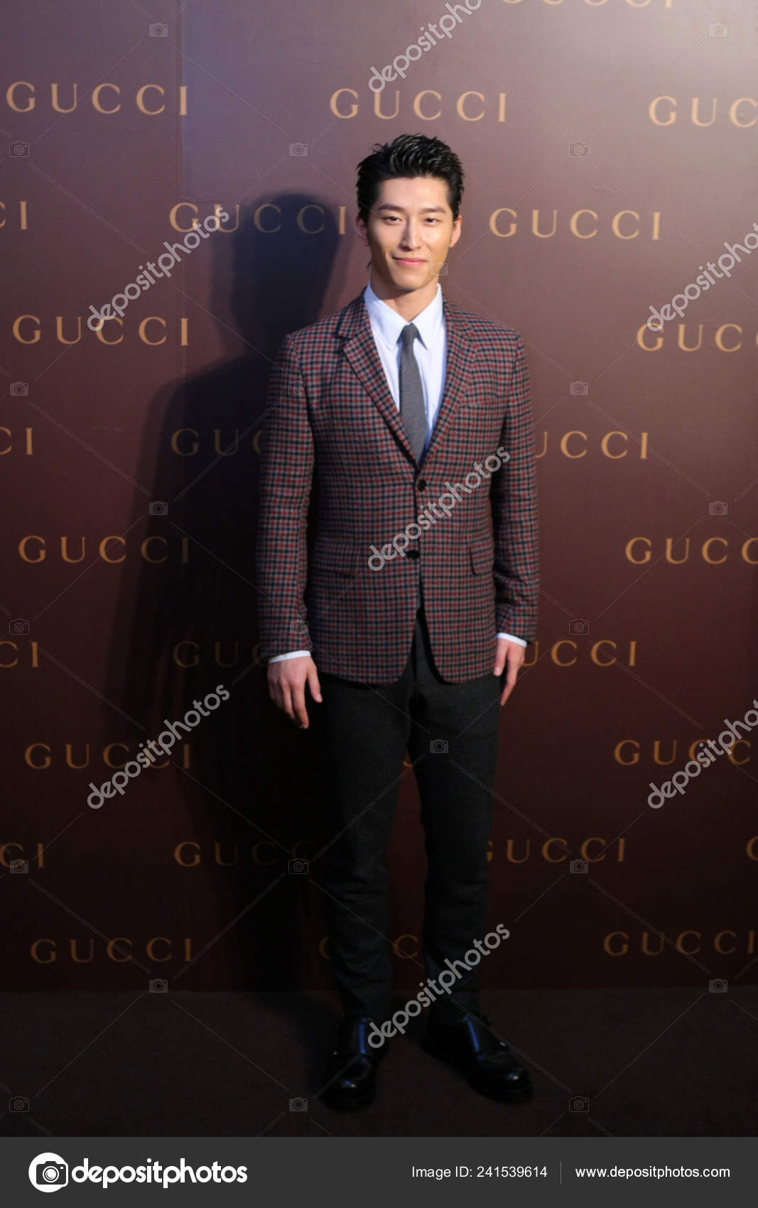 Chinese Actor Shawn Dou Xiao Poses Opening Ceremony Fashion Store