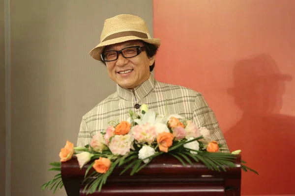 Hong Kong Actor Jackie Chan Smiles Press Conference Jackie Chan — Stock Photo, Image