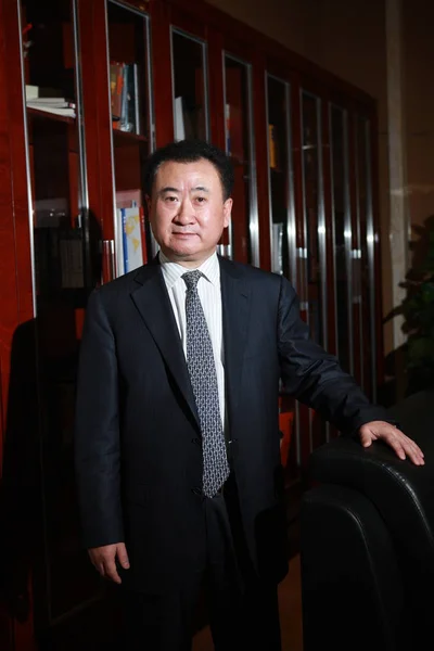 Wang Jianlin Przewodniczący Dalian Wanda Grupy Jest Zdjęciu Podczas Wywiadu — Zdjęcie stockowe