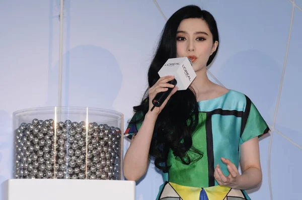 Chinese Actress Fan Bingbing Speaks Launch Ceremony New Loreal Skin — Stock Photo, Image