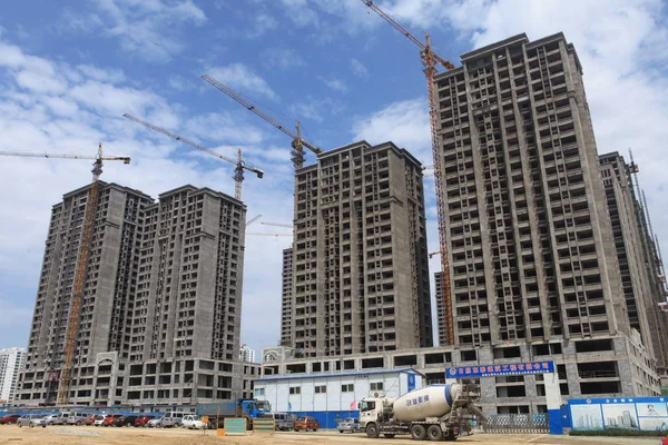 Neue Wohnhochhäuser Sind Bau Der Stadt Rizhao Provinz Ostchinas Shandong — Stockfoto
