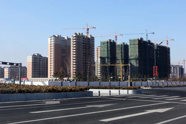Edifícios Apartamentos Residenciais Estão Construção Condado Ganyu Leste Província Chinas — Fotografia de Stock