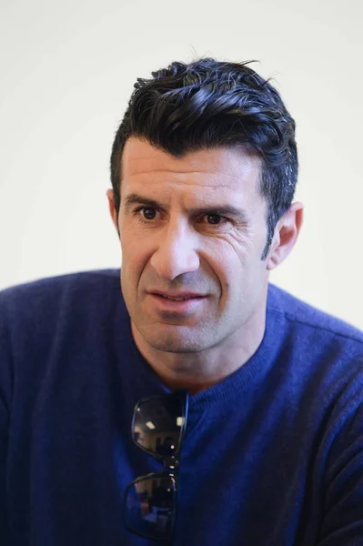 Luis Figo Estrella Del Fútbol Portugués Asiste Una Reunión Para — Foto de Stock