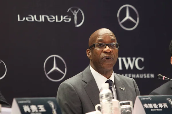 Före Detta Amerikansk Friidrottare Edwin Moses Styrelseordförande Laureus World Sports — Stockfoto