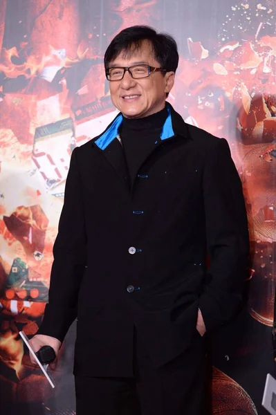 Actor Hong Kong Jackie Chan Sonríe Durante Una Conferencia Prensa — Foto de Stock