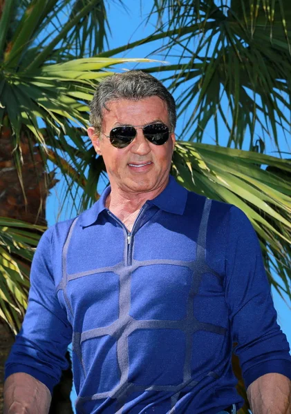 Ator Diretor Americano Sylvester Stallone Posa Uma Fotochamada Para Seu — Fotografia de Stock