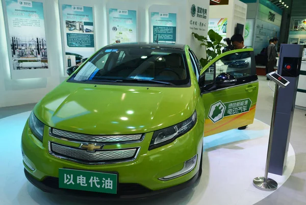 Chevrolet Elektromos Jármű Látható Kijelzőn Alatt Kiállítás Hangzhou Város Kelet — Stock Fotó