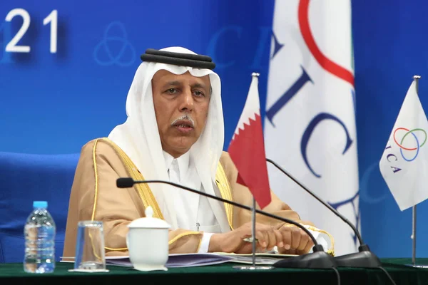 Viceprimer Ministro Qatarí Ahmed Bin Abdullah Bin Zaid Mahmoud Habla —  Fotos de Stock