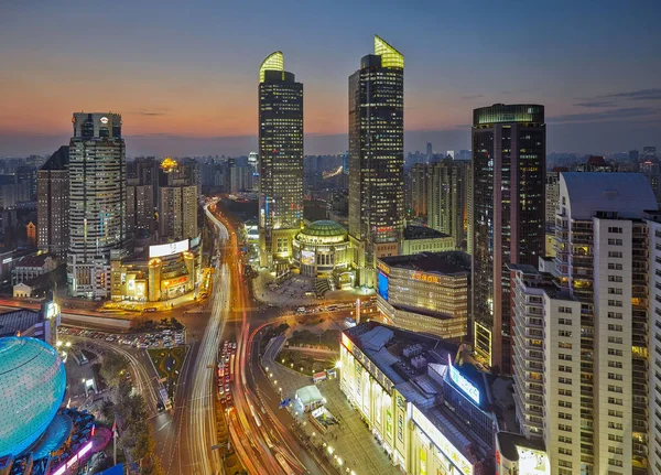 Night View Busy Streets Skyscrapers Grand Gateway Tallest Other High — Stock Photo, Image