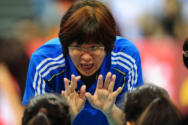 Entraîneure Chef Jenny Lang Ping Chine Donne Des Instructions Ses — Photo