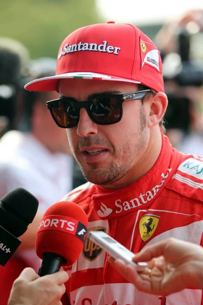 Fernando Alonso Pilote Espagnol Ferrari Est Interviewé Après Séance Qualification — Photo