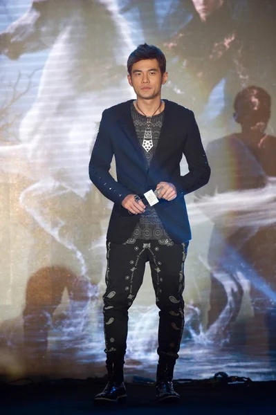 Cantor Taiwanês Jay Chou Posa Durante Uma Coletiva Imprensa Para — Fotografia de Stock