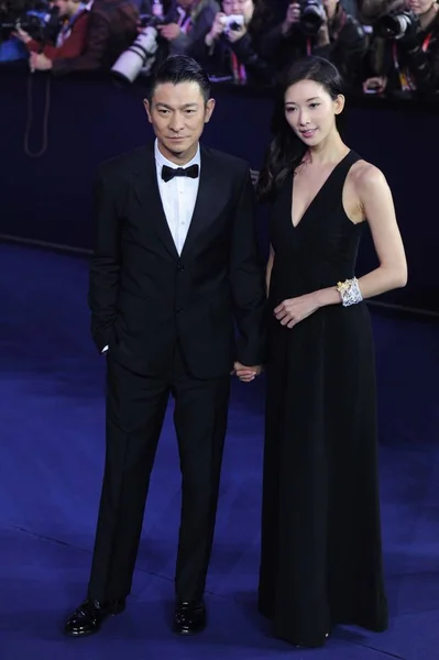 Hong Kong Sängerin Und Schauspieler Andy Lau Links Taiwanesisches Model — Stockfoto