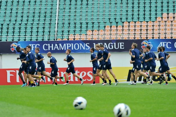 Fußballer Der Australischen Seeleute Der Zentralküste Während Einer Trainingseinheit Der — Stockfoto