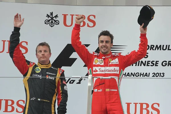 Fernando Alonso Ferrari Pilote Espagnol Kimi Raikkonen Lotus Pilote Finlandais — Photo