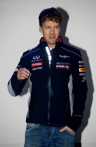 Tyska Racer Sebastian Vettel Red Bull Racing Samtal Kampanj Som — Stockfoto