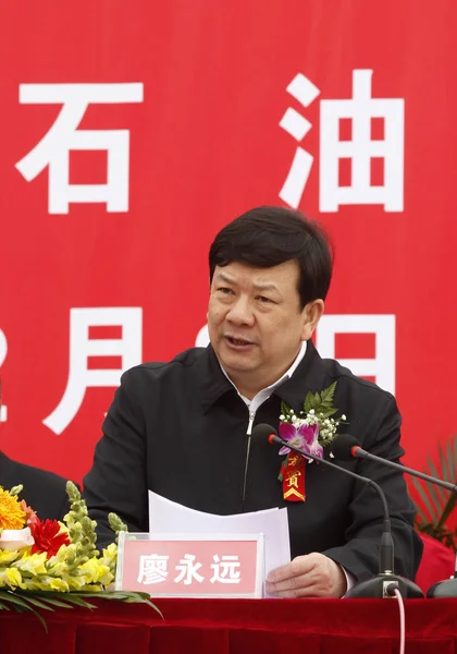 Liao Yongyuan Prezident Čínské Národní Ropné Společnosti Hovoří Během Ceremonie — Stock fotografie