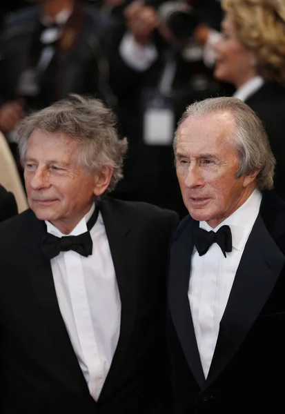 Frans Filmregisseur Roman Polanski Links Amerikaanse Acteur Jackie Stewart Vormen — Stockfoto