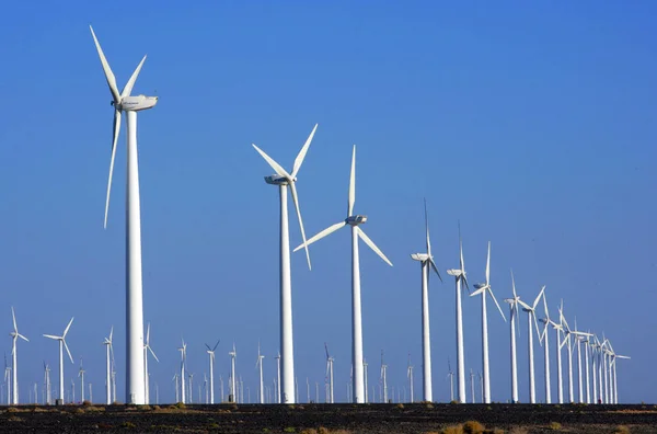 Wind Turbines Whirl Generate Electricity Wind Famr Yumen Northwest Chinas — Stock Photo, Image