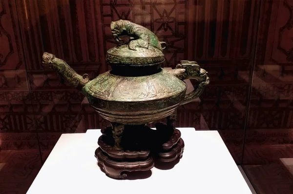 Древний Бронзовый Чайник Бронзы Времен Династии Западный Чжоу Разграблен 159 — стоковое фото