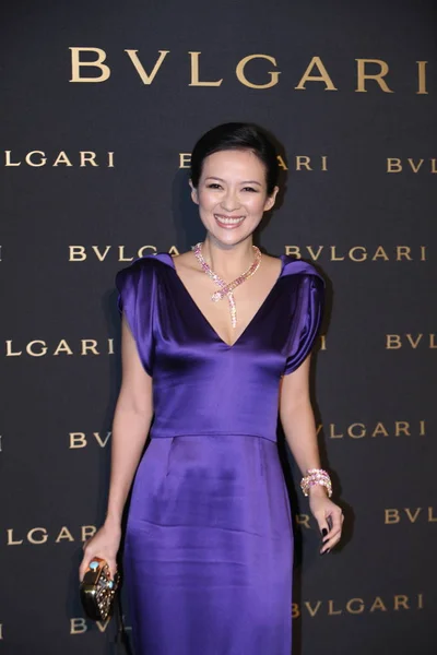 Actrice Chinoise Zhang Ziyi Sourit Cérémonie Ouverture Flagship Store Bulgari — Photo