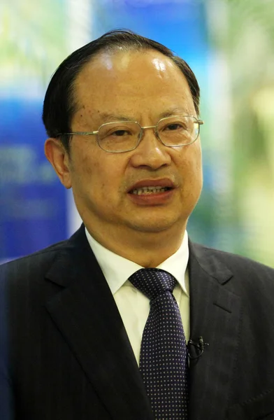 Wang Jianzhou Tidigare Ordförande För China Mobile Intervjuas Boao Forum — Stockfoto