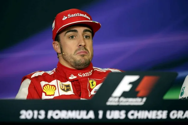 Fernando Alonso Pilote Espagnol Ferrari Assiste Une Conférence Presse Après — Photo