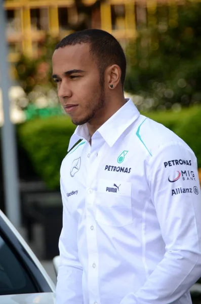 Pilota Britannico Lewis Hamilton Petronas Mercedes Racing Posa Durante Servizio — Foto Stock