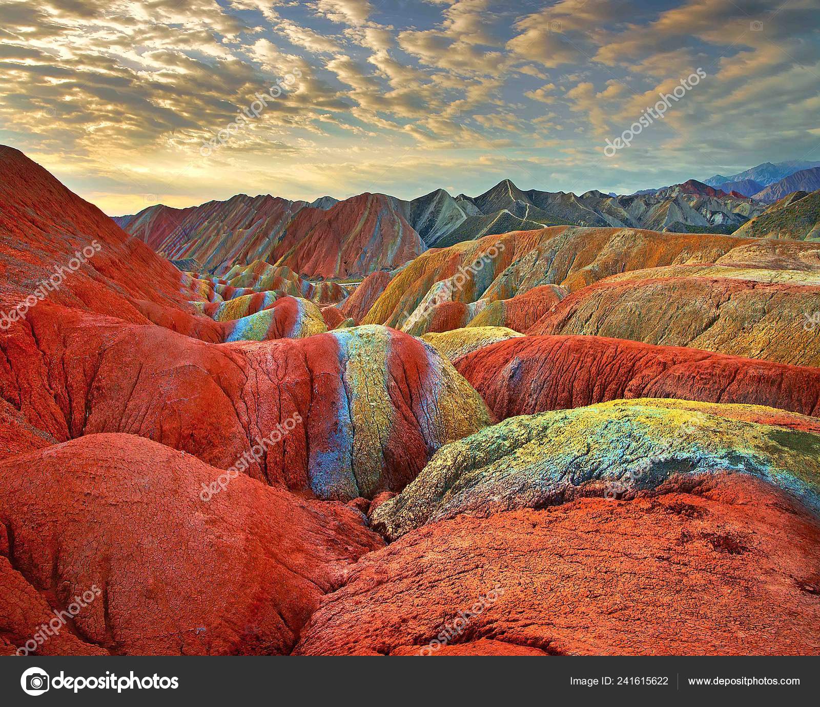 Vue Sur Des Rochers Colorés Parc Dans Province Gansu Chine