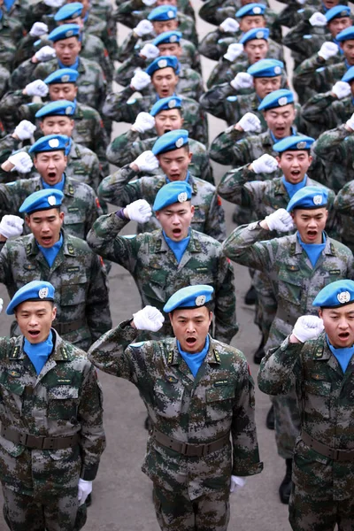 Soldados Del Epl Ejército Popular Liberación Chino File Para Misiones — Foto de Stock