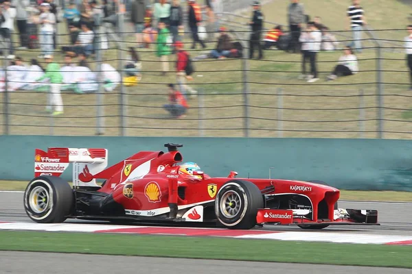 Piloto Espanhol Fernando Alonso Ferrari Compete Durante Grande Prêmio China — Fotografia de Stock